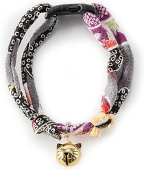 Necoichi Chirimen Fireworks Breakaway Cat Collar with Bell, Gray, 8.2 to 13.7-in neck, 2/5-in wide
