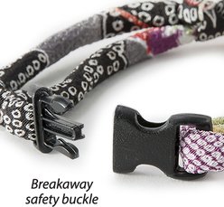 Necoichi Chirimen Fireworks Breakaway Cat Collar with Bell, Gray, 8.2 to 13.7-in neck, 2/5-in wide slide 2 of 7