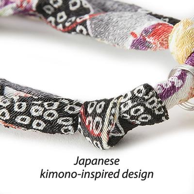 Show full view: Necoichi Chirimen Fireworks Breakaway Cat Collar with Bell, Gray, 8.2 to 13.7-in neck, 2/5-in wide slide 3 of 9