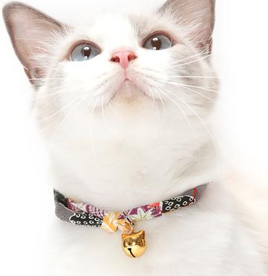 Show full view: Necoichi Chirimen Fireworks Breakaway Cat Collar with Bell, Gray, 8.2 to 13.7-in neck, 2/5-in wide slide 6 of 9