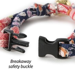 Necoichi Chirimen Fireworks Breakaway Cat Collar with Bell, Navy, 8.2 to 13.7-in neck, 2/5-in wide slide 2 of 7