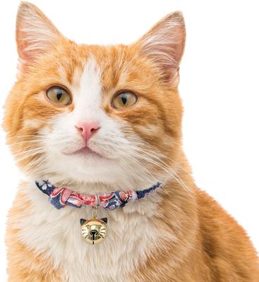 Show full view: Necoichi Chirimen Fireworks Breakaway Cat Collar with Bell, Navy, 8.2 to 13.7-in neck, 2/5-in wide slide 6 of 9