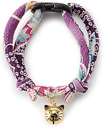 Necoichi Chirimen Fireworks Breakaway Cat Collar with Bell, Purple, 8.2 to 13.7-in neck, 2/5-in wide