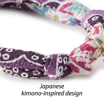 Show full view: Necoichi Chirimen Fireworks Breakaway Cat Collar with Bell, Purple, 8.2 to 13.7-in neck, 2/5-in wide slide 3 of 9