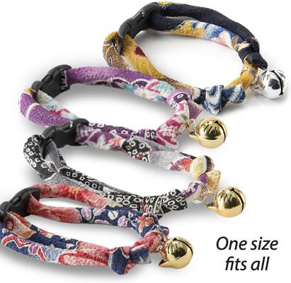 Show full view: Necoichi Chirimen Fireworks Breakaway Cat Collar with Bell, Purple, 8.2 to 13.7-in neck, 2/5-in wide slide 4 of 9