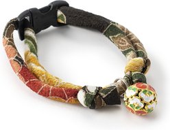 Necoichi Chirimen Plum Blossom Breakaway Cat Collar with Bell, Green, 8.2 to 13.7-in neck, 2/5-in wide slide 2 of 6