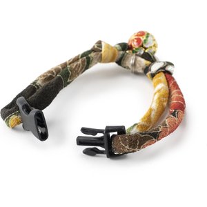 Necoichi Chirimen Plum Blossom Breakaway Cat Collar with Bell, Green, 8.2 to 13.7-in neck, 2/5-in wide