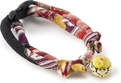 Necoichi Chirimen Plum Blossom Breakaway Cat Collar with Bell, Red, 8.2 to 13.7-in neck, 2/5-in wide slide 2 of 9