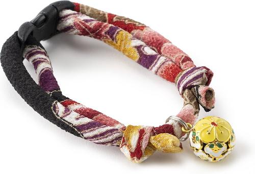 Show full view: Necoichi Chirimen Plum Blossom Breakaway Cat Collar with Bell, Red, 8.2 to 13.7-in neck, 2/5-in wide slide 3 of 11