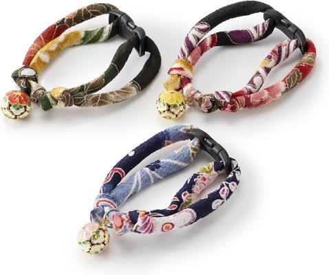 Show full view: Necoichi Chirimen Plum Blossom Breakaway Cat Collar with Bell, Red, 8.2 to 13.7-in neck, 2/5-in wide slide 5 of 11