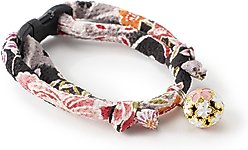 Necoichi Chirimen Sakura Breakaway Cat Collar with Bell, Black, 8.2 to 13.7-in neck, 2/5-in wide slide 2 of 4