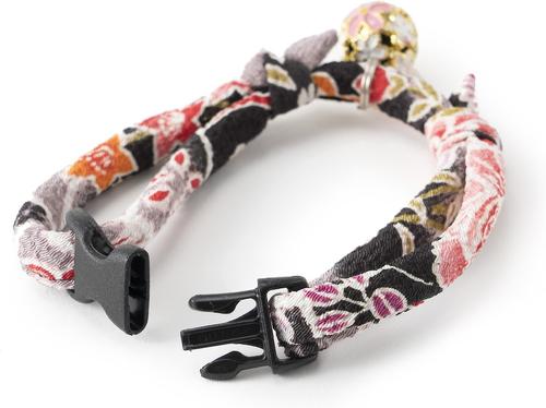 Show full view: Necoichi Chirimen Sakura Breakaway Cat Collar with Bell, Black, 8.2 to 13.7-in neck, 2/5-in wide slide 3 of 5
