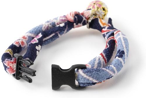 Show full view: Necoichi Chirimen Sakura Breakaway Cat Collar with Bell, Blue, 8.2 to 13.7-in neck, 2/5-in wide slide 3 of 7