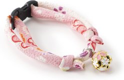 Necoichi Chirimen Sakura Breakaway Cat Collar with Bell, Pink, 8.2 to 13.7-in neck, 2/5-in wide slide 2 of 4