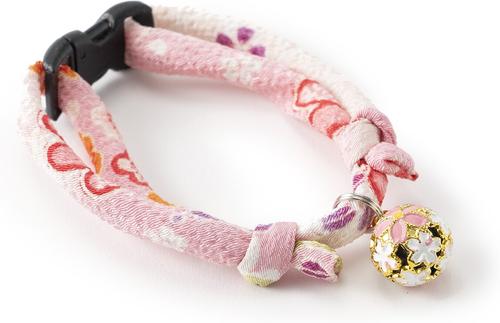 Show full view: Necoichi Chirimen Sakura Breakaway Cat Collar with Bell, Pink, 8.2 to 13.7-in neck, 2/5-in wide slide 2 of 5
