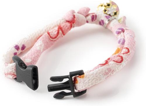 Show full view: Necoichi Chirimen Sakura Breakaway Cat Collar with Bell, Pink, 8.2 to 13.7-in neck, 2/5-in wide slide 3 of 5