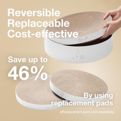 Show full view: Necoichi Cozy Cat Scratcher Bowl Toy, Hologram White, X-Large slide 6 of 9