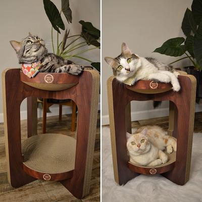 Show full view: Necoichi Cozy Cat Scratcher Tower Toy, Dark Cherry, Large slide 5 of 9