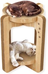 Necoichi Cozy Cat Scratcher Tower Toy, Oak, Large