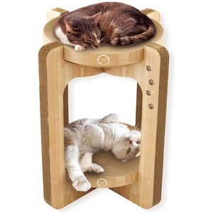 Necoichi Cozy Cat Scratcher Tower Toy, Oak, Large