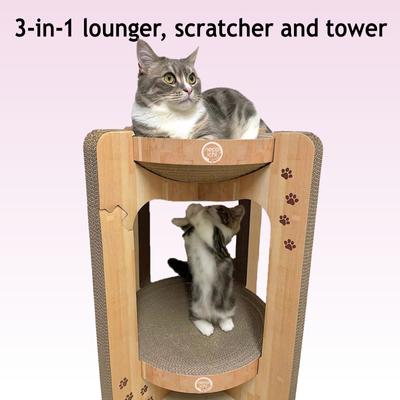 Show full view: Necoichi Cozy Cat Scratcher Tower Toy, Oak, Large slide 6 of 12
