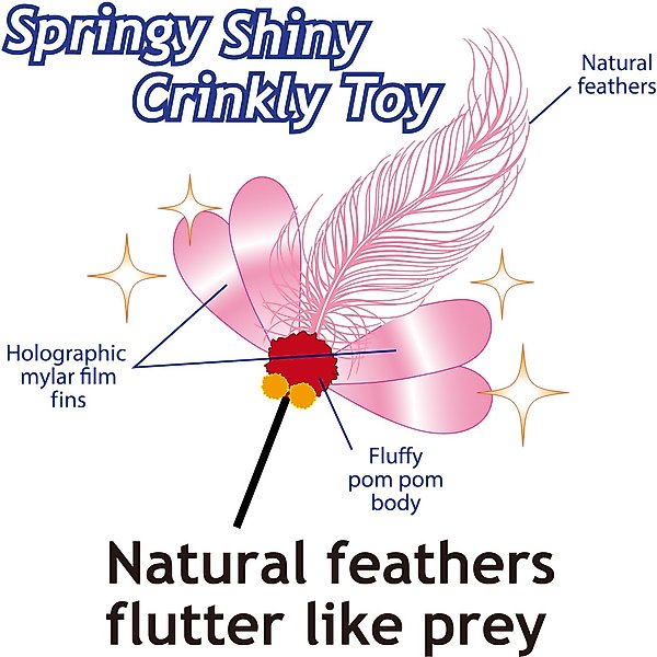 Show full view: Necoichi Crinkly Critters Fluttery Fish Cat Wand Toy slide 5 of 11