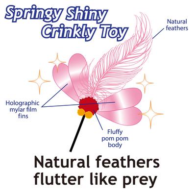 Show full view: Necoichi Crinkly Critters Fluttery Fish Cat Wand Toy slide 6 of 12