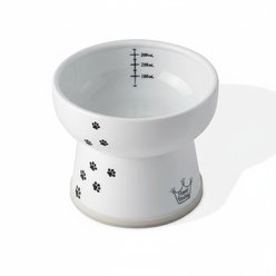 Necoichi Elevated Ceramic Cat Water Bowl, Cat Paw Print, Extra Tall, 12.2-oz