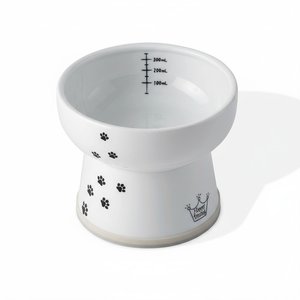 NECOICHI Elevated Porcelain Ceramic Cat Water Bowl, Cat Paw Print