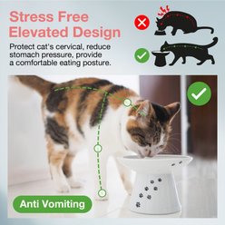 Necoichi Extra Wide Ceramic Elevated Cat Food Bowl, Large, 2 cup, Cat slide 2 of 9