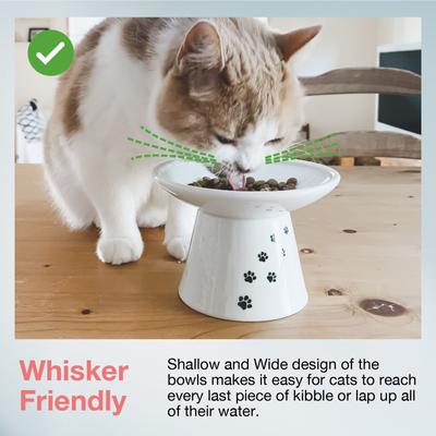 Show full view: Necoichi Extra Wide Ceramic Elevated Cat Food Bowl, Large, 2 cup, Cat slide 3 of 12