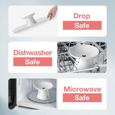 Show full view: Necoichi Extra Wide Ceramic Elevated Cat Food Bowl, Large, 2 cup, Cat slide 5 of 12