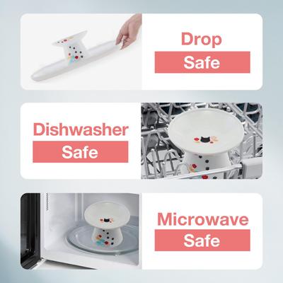 Necoichi Extra Wide Ceramic Elevated Cat Food Bowl, Large, 2 cup