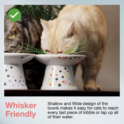Show full view: Necoichi Extra Wide Ceramic Elevated Cat Food Bowl, Large, 2 cup, Sakura slide 3 of 9