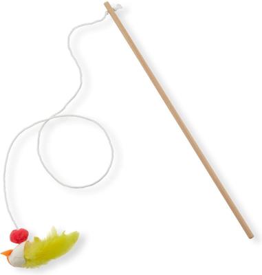 Show full view: Necoichi Flitters Bouncy Mouse Cocoon Feather Wand Cat Toy, Blue slide 4 of 11