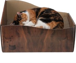 Necoichi Hideaway No Glue Cardboard Cat Box Scratcher, Regular, Dark Cherry