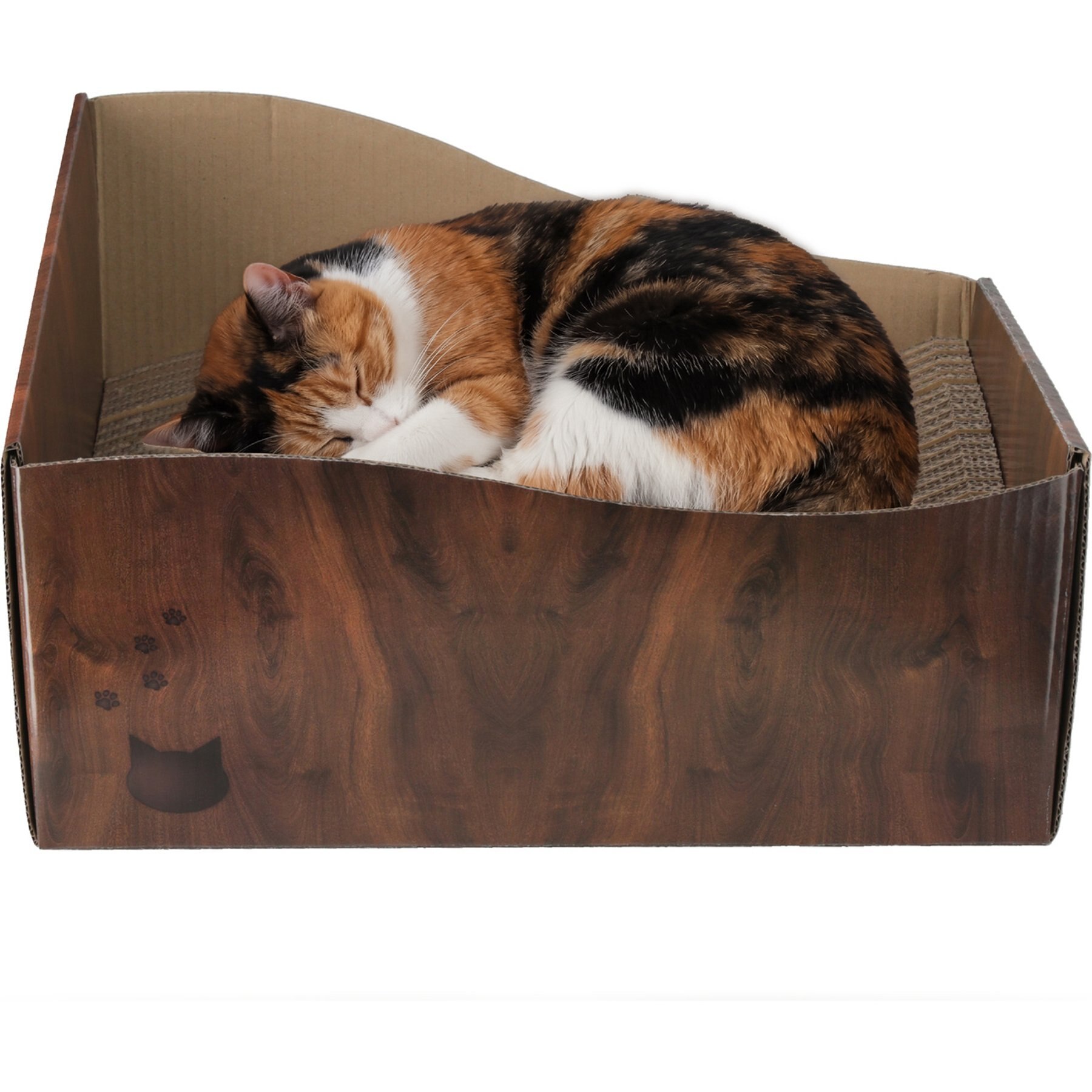 Necoichi Hideaway No Glue Cardboard Cat Box Scratcher, Regular, Dark Cherry