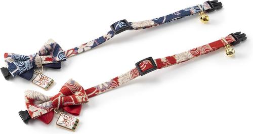 Show full view: Necoichi Kabuki Charm Bow Tie Cotton Breakaway Cat Collar with Bell, Navy, 8.2 to 13.7-in neck, 2/5-in wide slide 7 of 9