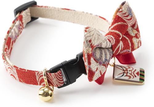 Show full view: Necoichi Kabuki Charm Bow Tie Cotton Breakaway Cat Collar with Bell, Red, 8.2 to 13.7-in neck, 2/5-in wide slide 3 of 9