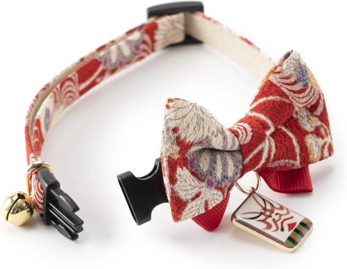 Show full view: Necoichi Kabuki Charm Bow Tie Cotton Breakaway Cat Collar with Bell, Red, 8.2 to 13.7-in neck, 2/5-in wide slide 4 of 9