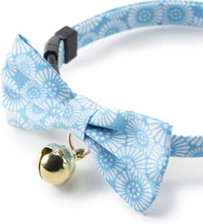 Necoichi Kiku Ribbon Bow Tie Cotton Breakaway Cat Collar with Bell, Baby Blue, 8.2 to 13.7-in neck, 2/5-in wide slide 2 of 9