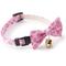 Show in main carousel: Necoichi Kiku Ribbon Bow Tie Cotton Breakaway Cat Collar with Bell, Pink, 8.2 to 13.7-in neck, 2/5-in wide slide 3 of 9