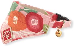 Necoichi Kimono Bandana Cotton Breakaway Cat Collar with Bell, Pink, 8.2 to 13.7-in neck, 2/5-in wide slide 2 of 6