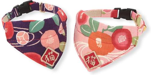 Show full view: Necoichi Kimono Bandana Cotton Breakaway Cat Collar with Bell, Pink, 8.2 to 13.7-in neck, 2/5-in wide slide 6 of 7