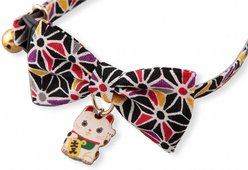 Necoichi Lucky Charm Bow Tie Cotton Breakaway Cat Collar with Bell, Black, 8.2 to 13.7-in neck, 2/5-in wide slide 2 of 6