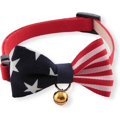 Necoichi Necoichi My Cat for President Cotton Breakaway Cat Collar with Bell, 8.2 to 13.7-in neck, 2/5-in wide