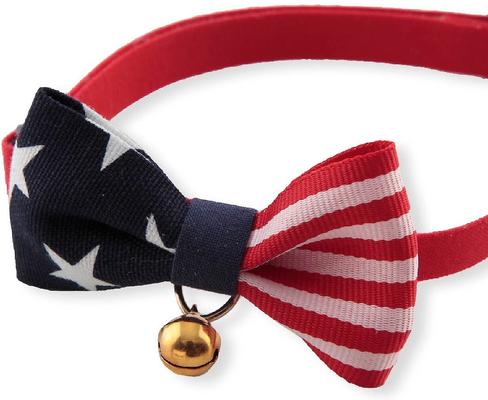 Show full view: Necoichi My Cat for President Cotton Breakaway Cat Collar with Bell, 8.2 to 13.7-in neck, 2/5-in wide slide 2 of 9