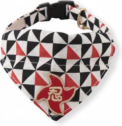 Necoichi Ninja Bandana Cotton Breakaway Cat Collar with Bell, Black, 8.2 to 13.7-in neck, 2/5-in wide
