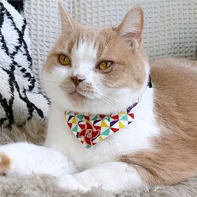 Show full view: Necoichi Ninja Bandana Cotton Breakaway Cat Collar with Bell, Yellow, 8.2 to 13.7-in neck, 2/5-in wide slide 7 of 11