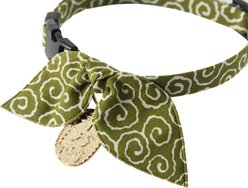 Necoichi Ninja Cotton Breakaway Cat Collar with Bell, Green, 8.2 to 13.7-in neck, 2/5-in wide slide 2 of 7